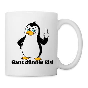 Frecher Pinguin Mittelfinger - Tasse - Weiß - Rechts