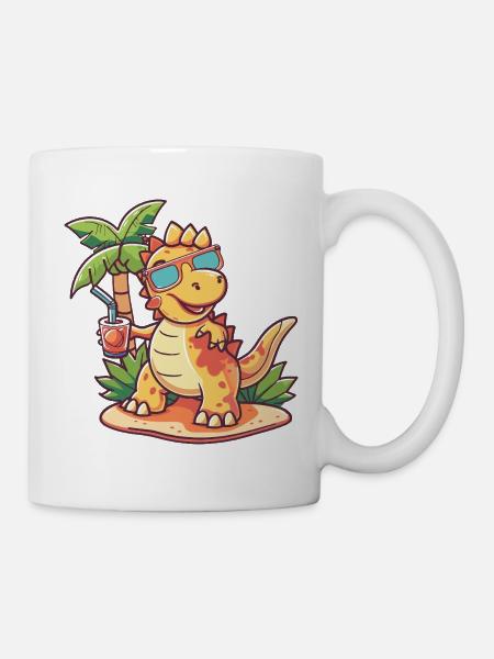 Dinosaurier stegosaurus Palme - Tasse - Weiß