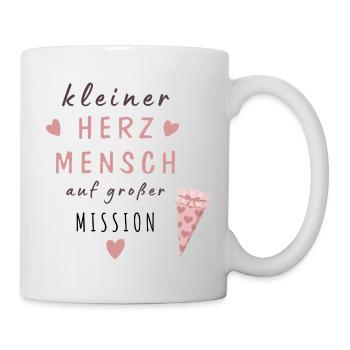 Kleiner Herzmensch auf großer Mission - Tasse - Weiß - Rechts