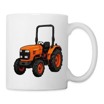 Vue frontale orange du tracteur - Mug blanc - blanc - Droite