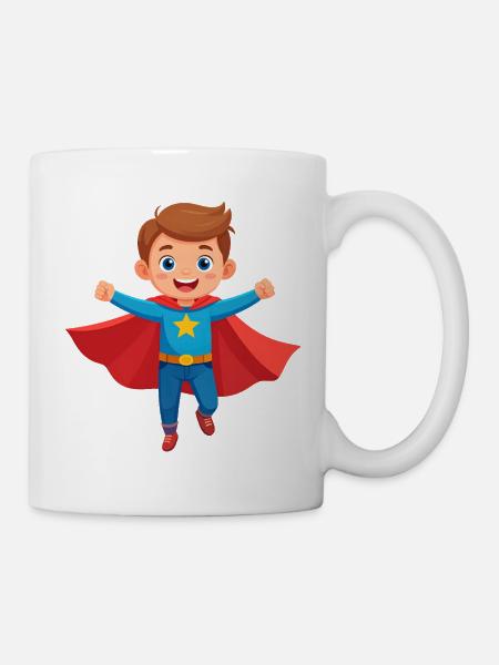 Kleiner Junge als Superheld – Starke Comic-Figur - Tasse - Weiß