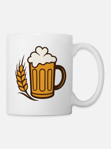 Goldenes Bierglas mit Weizen - Tasse - Weiß