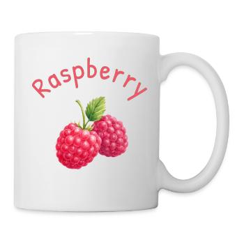 Himbeergekrönte Textillustration für Kleidungsstück - Tasse - Weiß - Rechts