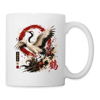 Kranich – Japanese Crane Art Design - Tasse - Weiß - Rechts