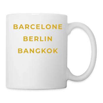 Barjac Lozère - Barcelone - Berlin - Bangkok - Mug blanc - blanc - Droite