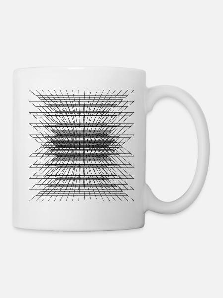 futuristisches Gittermuster-T-Shirt - Tasse - Weiß