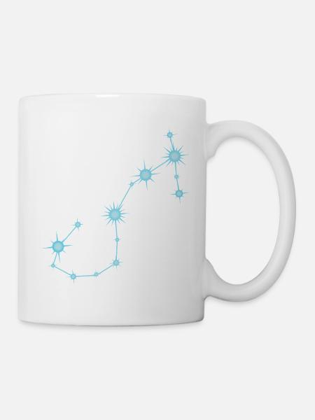 Skorpion-Stern, Sternbild, Tierkreiszeichen, Pastellblau - Tasse - Weiß