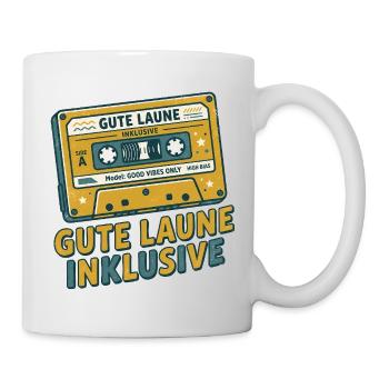Musikkassette Retro-Design – Gute Laune inklusive - Tasse - Weiß - Rechts
