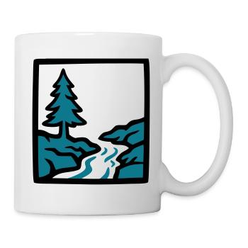 Logo de la nature de la forêt de la rivière - Mug blanc - blanc - Droite