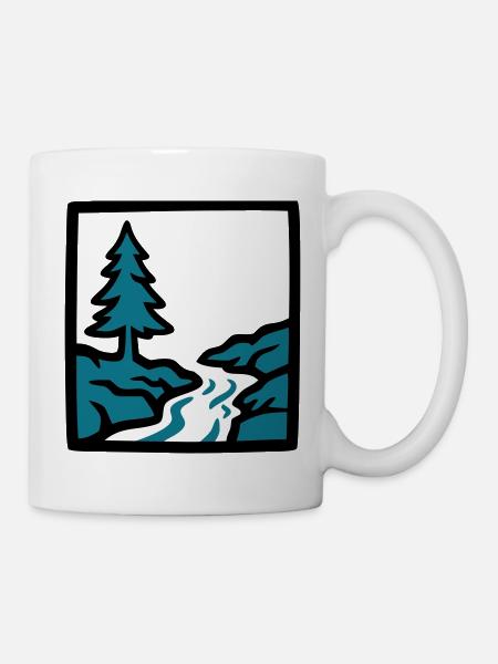 Fluss Wald Natur Logo - Tasse - Weiß