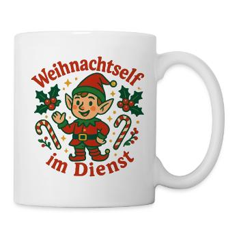 Weihnachtself im Dienst - Tasse - Weiß - Rechts