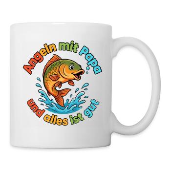 Angeln mit Papa - Tasse - Weiß - Rechts