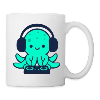 Underwater DJ Octopus with Headphones - Mug - white - Right