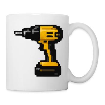 Pixel-Bohrer Retro-Werkzeug-Design - Tasse - Weiß - Rechts