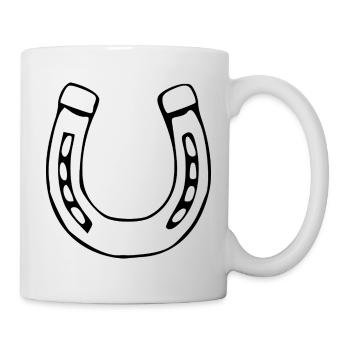 Hufeisen Glück Pferd reiten Geschenk Reiter - Tasse - Weiß - Rechts