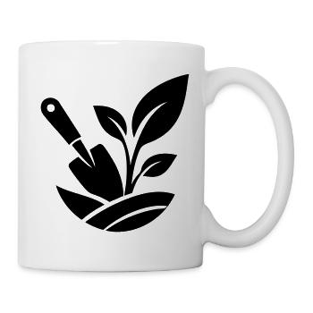 Gartenarbeit Schaufel und Pflanzen - Tasse - Weiß - Rechts
