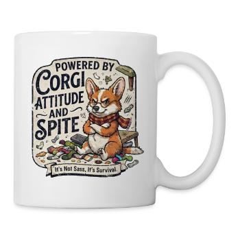 Powered By Corgi Attitude And Spite Funny Dog - Mug - white - Right