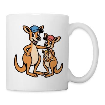 Kangaru family in cap style - Mug - white - Right