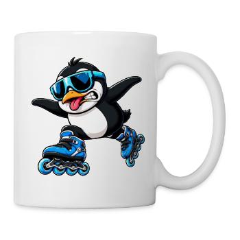 Cool Penguin Inline Skater Funny Comic - Mug - white - Right