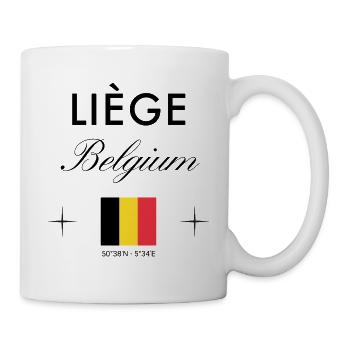 Lüttich Belgien Koordinaten Reise Souvenir - Tasse - Weiß - Rechts