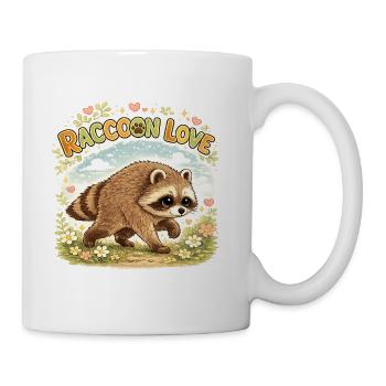 Raccoon Love – Süßer Waschbär im Vintage-Aquarell - Tasse - Weiß - Rechts