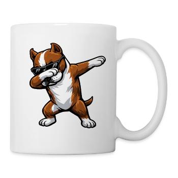 Dabbing American Staffordshire Terrier - Tasse - Weiß - Rechts