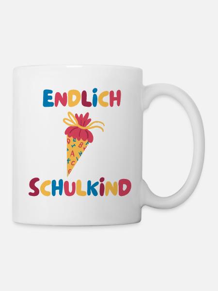 Endlich Schulkind mit Schultüte - Tasse - Weiß