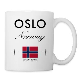 Oslo Norwegen Koordinaten Reise Souvenir - Tasse - Weiß - Rechts