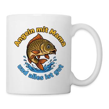 Angeln mit Mama – Alles ist gut - Tasse - Weiß - Rechts