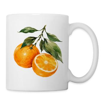 Orangen Aquarell Obstzweig - Tasse - Weiß - Rechts