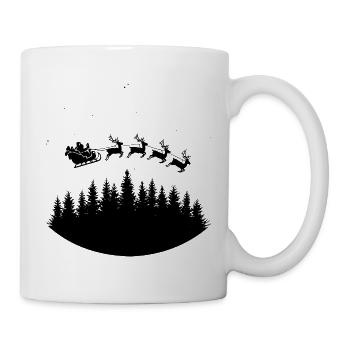 Weihnachtsmann Schlitten Rentiere - Tasse - Weiß - Rechts