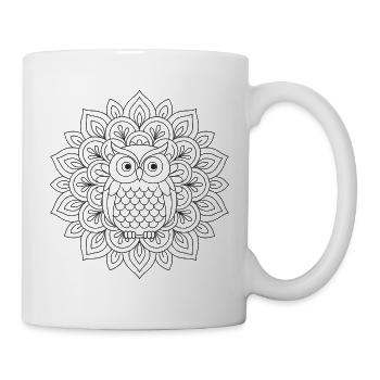 Eulen Mandala zum ausmalen - Tasse - Weiß - Rechts