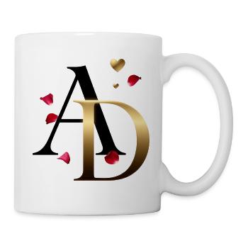 AD Goldmonogramm mit Rosen - Tasse - Weiß - Rechts