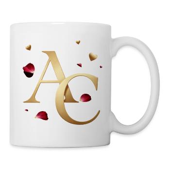 Goldene Initialen mit Rosen - Tasse - Weiß - Rechts