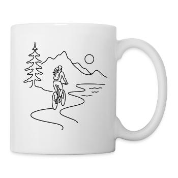 Cyclist woman in mountains - Tasse - Weiß - Rechts