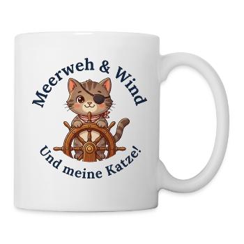 Meerweh, Wind und meine Katze - Tasse - Weiß - Rechts