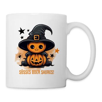 Süßes Oder Saures Halloween Kürbis Geschenk - Tasse - Weiß - Rechts