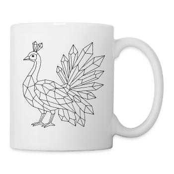 Kristall Pfau zum ausmalen - Tasse - Weiß - Rechts