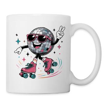 Disco Kugel auf Rollschuhen Retro Style - Tasse - Weiß - Rechts