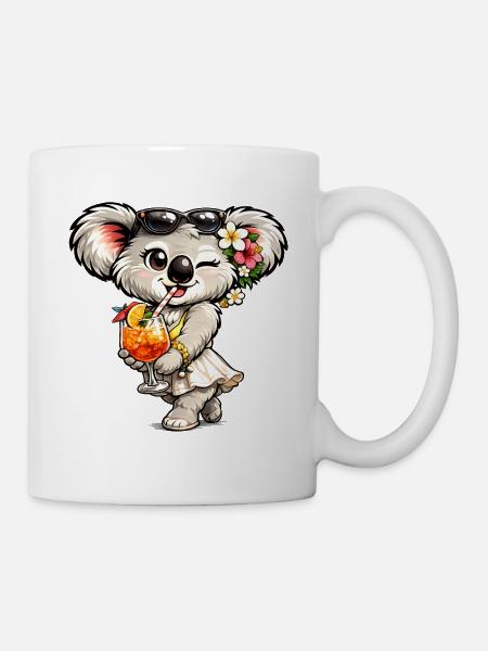 Süßer Koala mit tropischem Cocktail - Tasse - Weiß