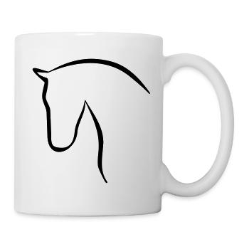Pferd elegante Silhouette Pferdekopf - Tasse - Weiß - Rechts