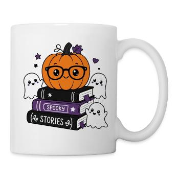 Halloween Kürbis mit Brille - Tasse - Weiß - Rechts