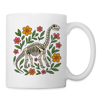 Brachiosaurus Skelett mit Blumen - Tasse - Weiß - Rechts