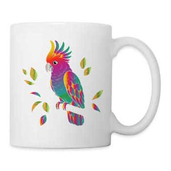 Rainbow Cockatoo Cartoon Design - Mug - white - Right