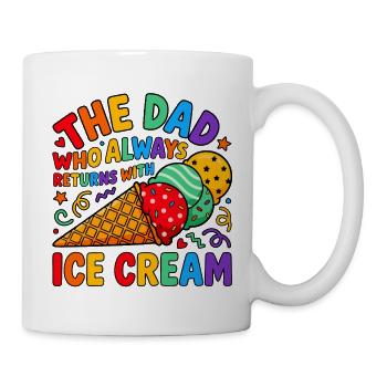 Papa kommt mit Eiscreme Farbrausch - Tasse - Weiß - Rechts