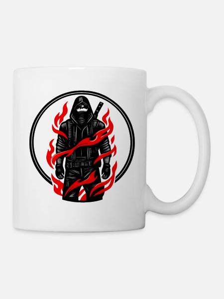 Flammenkrieger im Schatten - Tasse - Weiß
