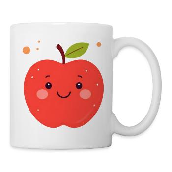 Funny Red Kawaii Apple – Cute Fruit - Mug - white - Right