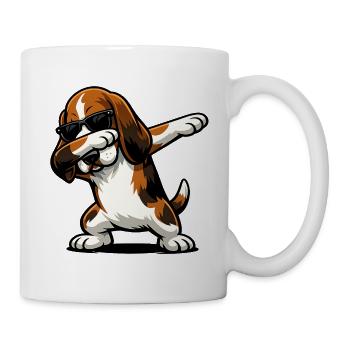 Dab du basset hound dans le style comique - Mug blanc - blanc - Droite