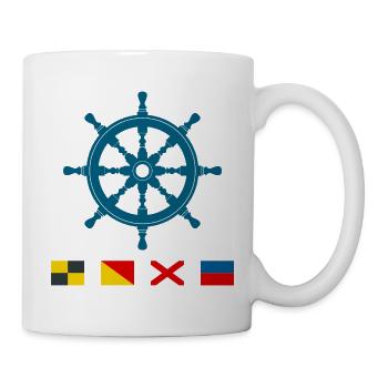 Love – Volant maritime avec drapeaux de signalisation - Mug blanc - blanc - Droite