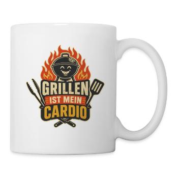 Grillen ist mein Cardio – Lustiger BBQ Spruch - Tasse - Weiß - Rechts